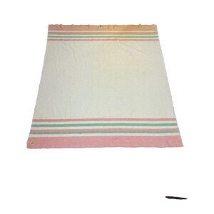 Vintage Laurentian Pure Wool Blanket By Ayers Of Lachute 73 x 83 MADE IN CANADA